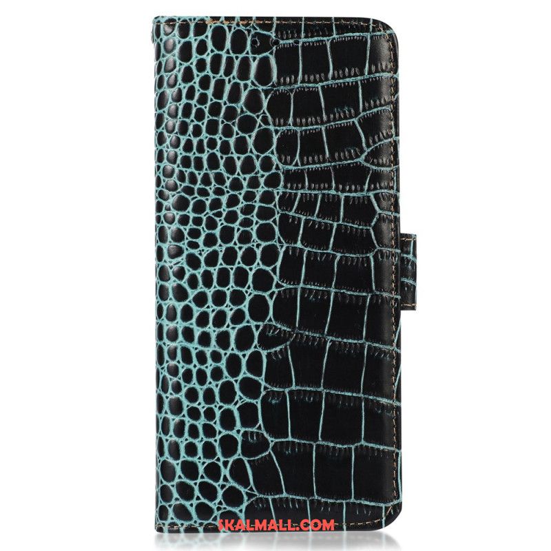 Fodral För iPhone 16 Pro Max Crocodile Texture Rfid Blockering