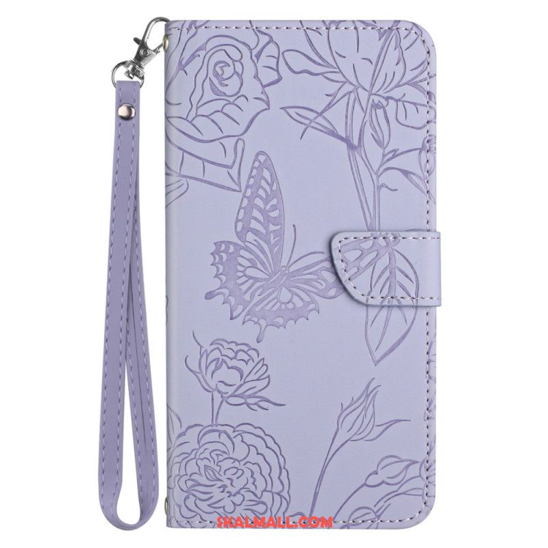 Fodral Samsung Galaxy A15 Butterflies Print With Lanyard