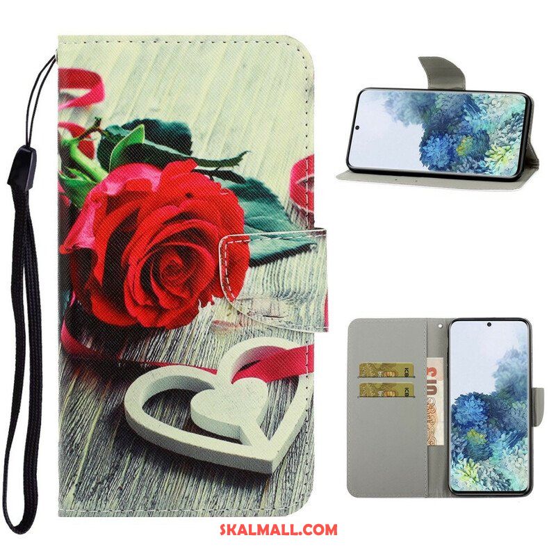 Fodral Samsung Galaxy S21 5G Med Kedjar Färgglada Strappy Blommor