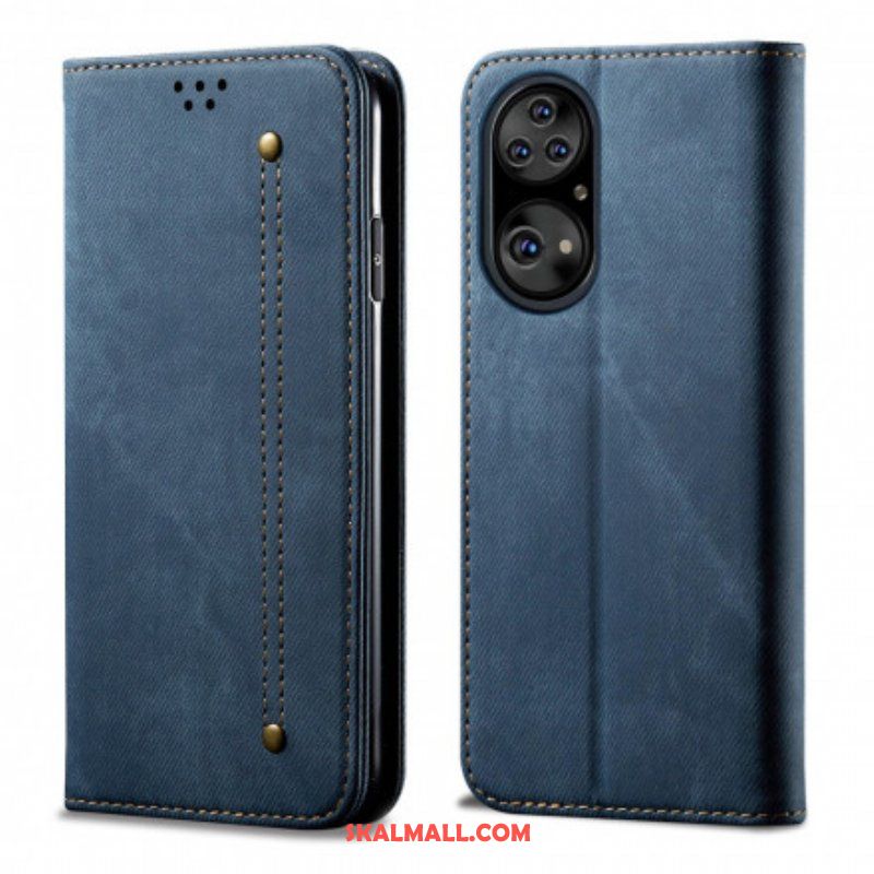 Folio-fodral Huawei P50 Pro Läderfodral Textur För Jeans I Konstläder