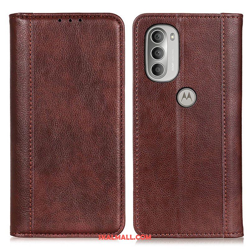 Folio-fodral Moto G51 5G Läderfodral Elegance Split Litchi Läder