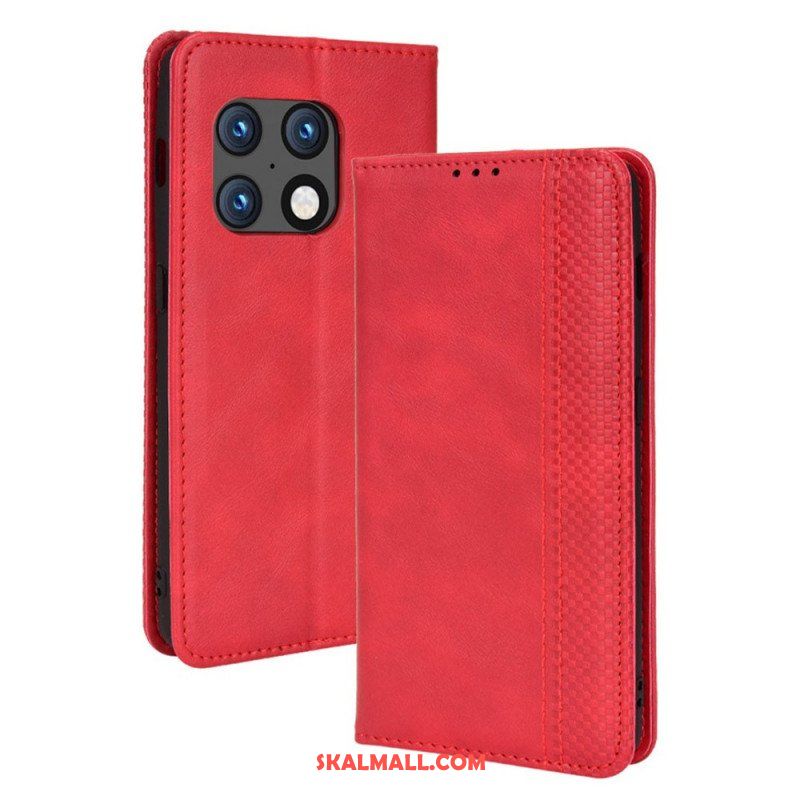 Folio-fodral OnePlus 10 Pro 5G Läderfodral Stiliserad Vintage Lädereffekt