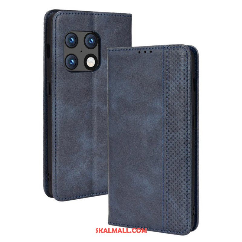 Folio-fodral OnePlus 10 Pro 5G Läderfodral Stiliserad Vintage Lädereffekt