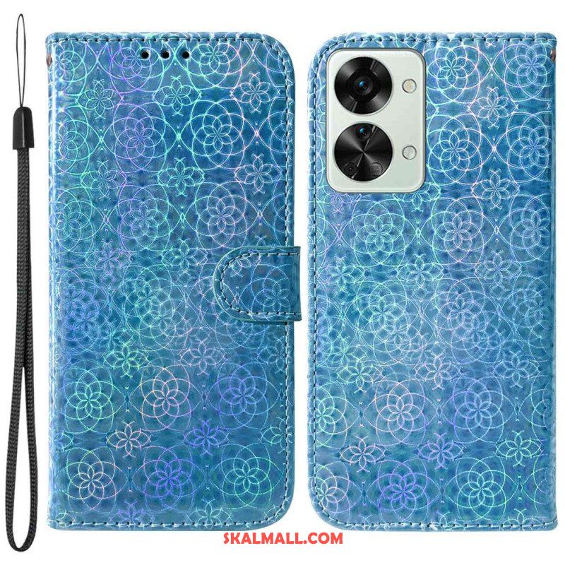 Folio-fodral OnePlus Nord 2T 5G Med Kedjar Strappy Geometriska Blommor