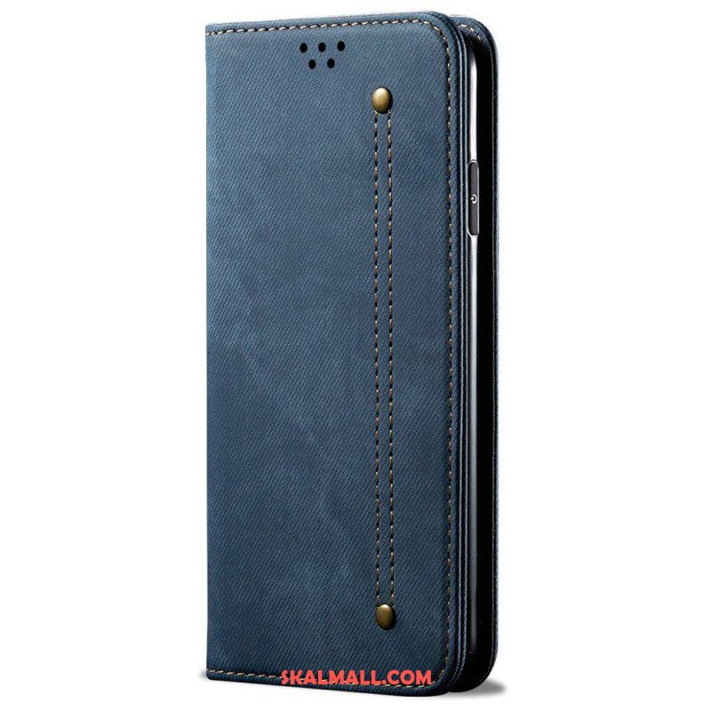 Folio-fodral Oppo Reno 7 Läderfodral Denim Tyg