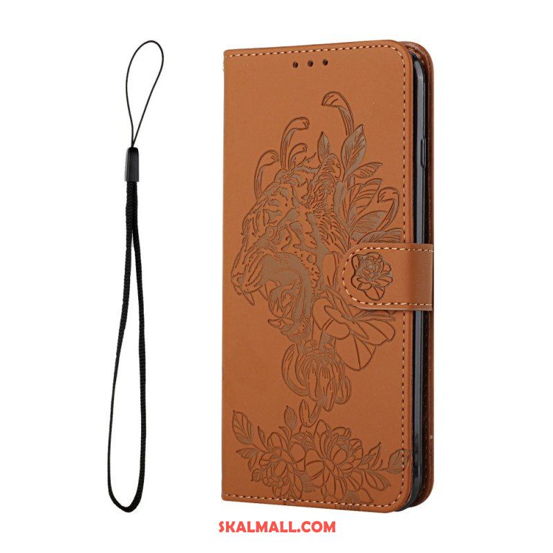 Folio-fodral Samsung Galaxy A13 5G / A04s Med Kedjar Barock Strappy Tiger