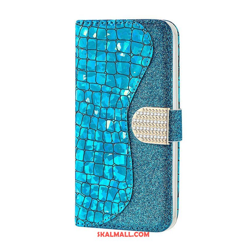 Folio-fodral Samsung Galaxy S21 FE Krokodil Diamanter