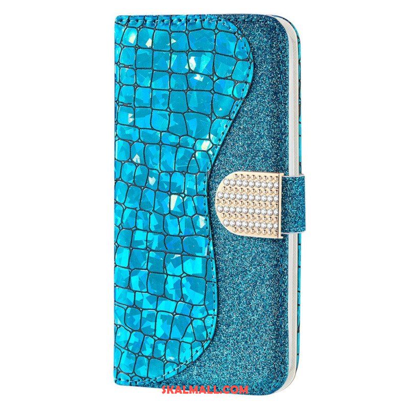 Folio-fodral Samsung Galaxy S23 5G Krokodil Diamanter