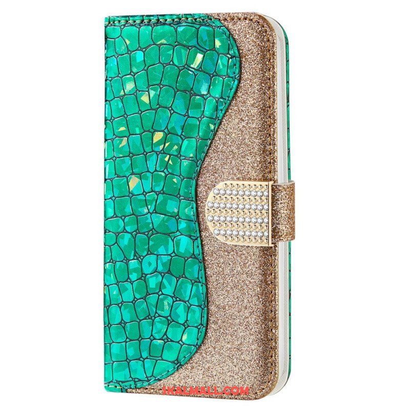 Folio-fodral Samsung Galaxy S23 5G Krokodil Diamanter