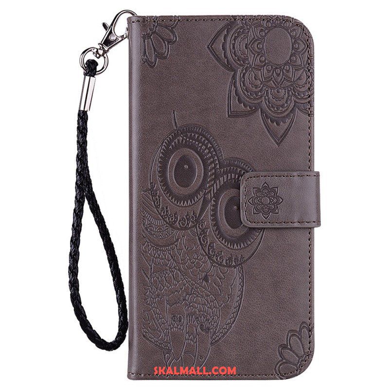 Folio-fodral Samsung Galaxy S23 5G Uggla Mandala Och Lanyard