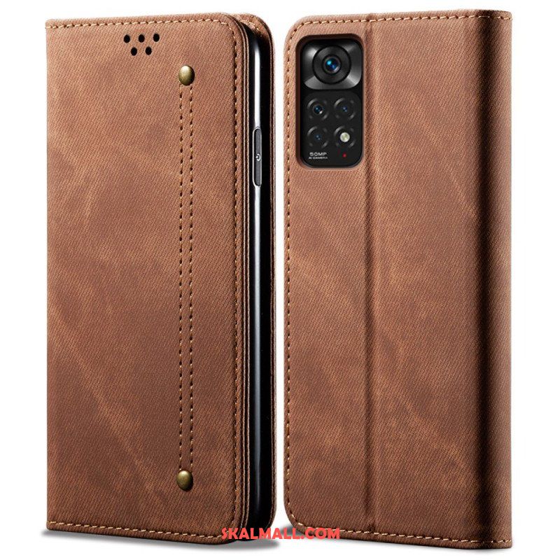 Folio-fodral Xiaomi Redmi Note 11 Pro / 11 Pro 5G Läderfodral Denim Tyg