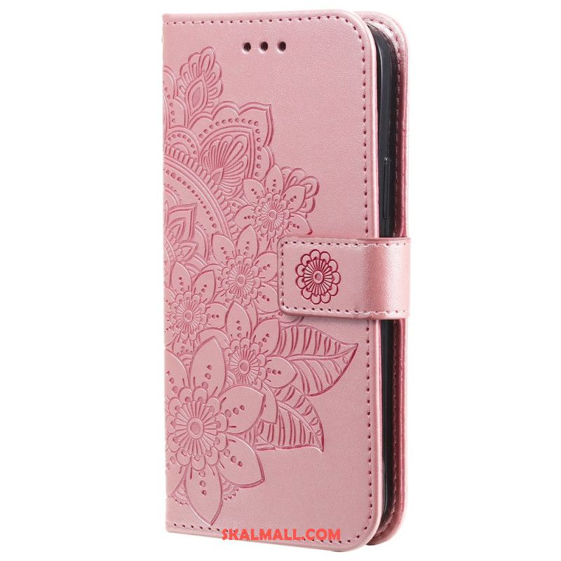 Läderfodral Oneplus 12 5g Telefonfodral Blommor Blommönster Rem