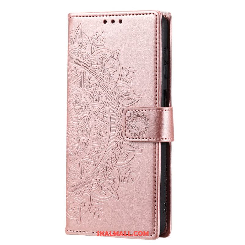 Läderfodral Samsung Galaxy A55 5g Telefonfodral Mandala Sol Med Rem