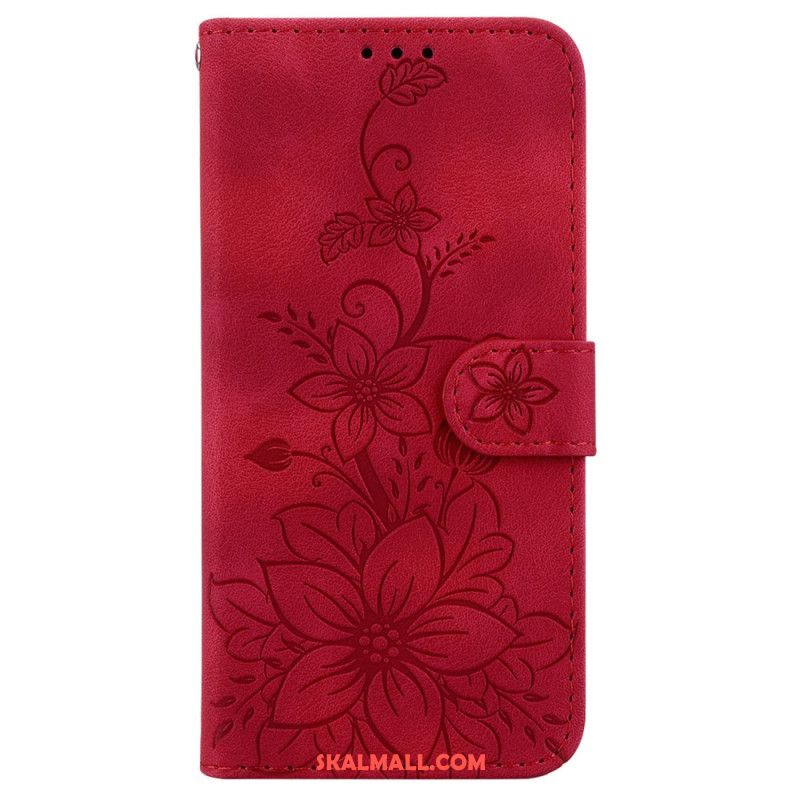 Läderfodral Sony Xperia 1 Vi Telefonfodral Blommönster Med Rem