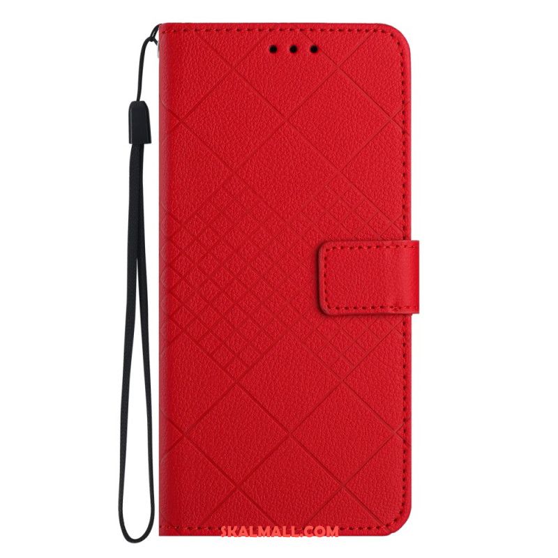 Läderskal Fodral Oppo Reno 11f 5g Strappy Diamond Mönster