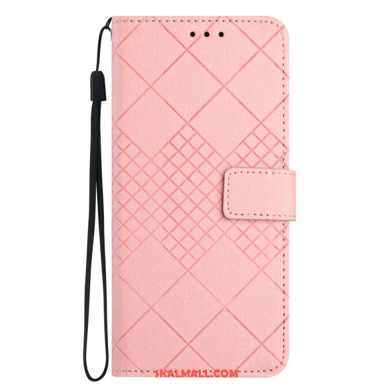 Läderskal Fodral Oppo Reno 11f 5g Strappy Diamond Mönster