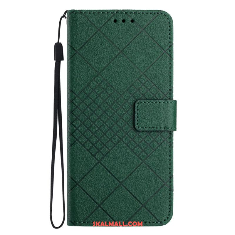 Läderskal Fodral Oppo Reno 11f 5g Strappy Diamond Mönster