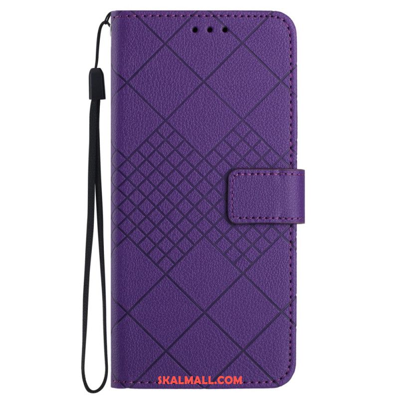 Läderskal Fodral Oppo Reno 11f 5g Strappy Diamond Mönster