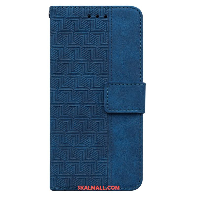 Läderskal Fodral iPhone 16 Pro Max Strappy Vävt Mönster