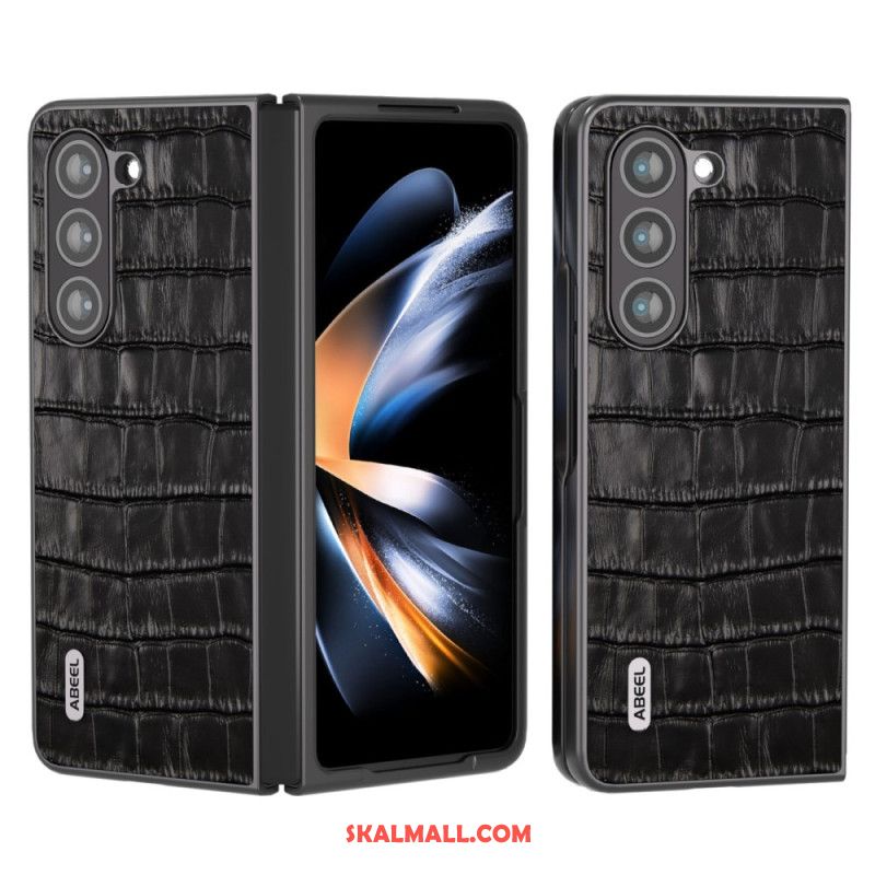 Skal Samsung Galaxy Z Fold 5 Krokodildesign I Äkta Läder