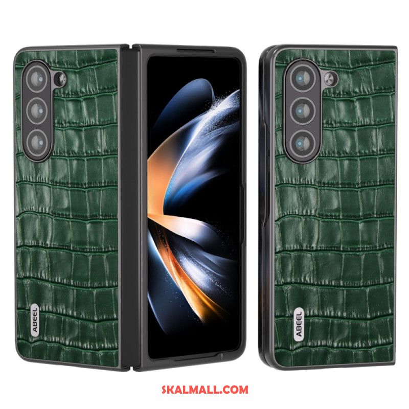 Skal Samsung Galaxy Z Fold 5 Krokodildesign I Äkta Läder