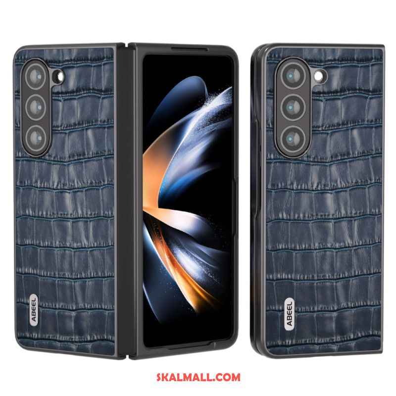 Skal Samsung Galaxy Z Fold 5 Krokodildesign I Äkta Läder