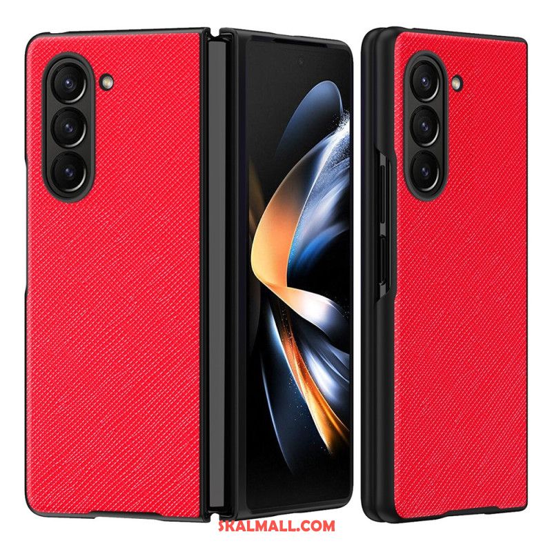 Skal Samsung Galaxy Z Fold 5 Telefonfodral Läderstil Med Vävd Effekt