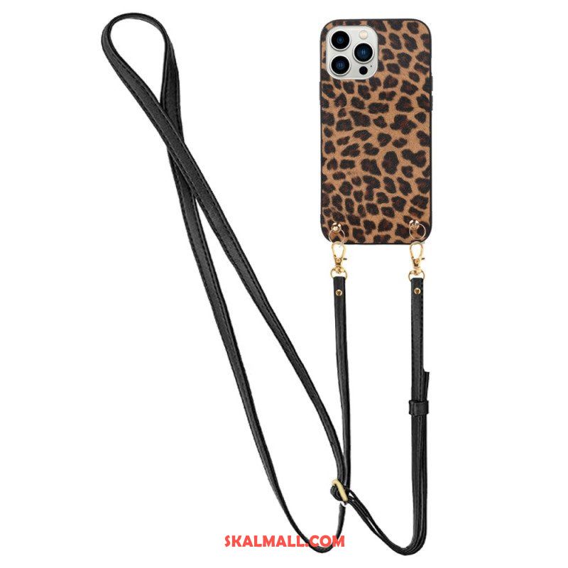 Skal iPhone 14 Pro Leopard Med Axelrem