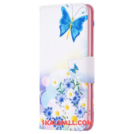 Fodral För Oppo A98 5g Fjäril Och Blommor Akvarell