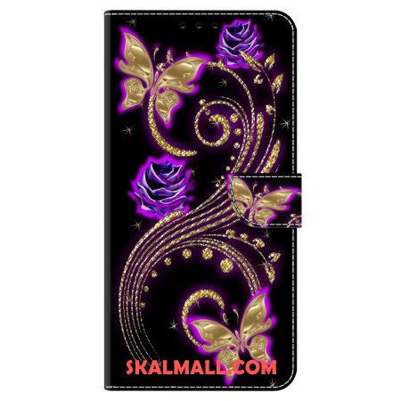 Fodral Oppo A98 5g Violettblommor Och Fjärilar