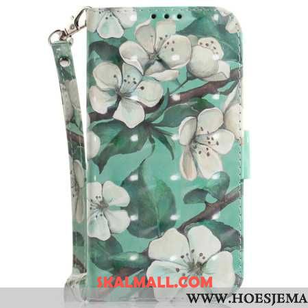 Fodral Samsung Galaxy S24 Ultra 5g Med Vita Blommor Med Rem