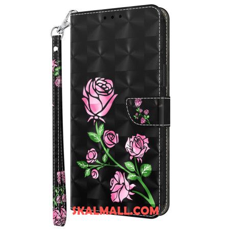 Fodral Xiaomi Redmi Note 13 4g Rosa Blommor Med Rem