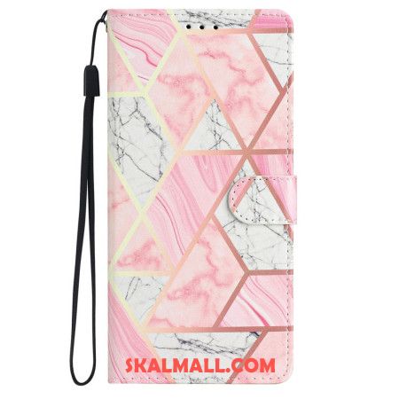 Fodral iPhone 16 Rosa Marmor Med Rem