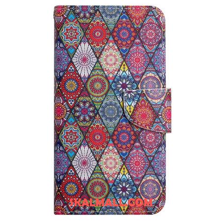 Läderfodral Samsung Galaxy A15 5g Telefonfodral Patchwork Med Rem