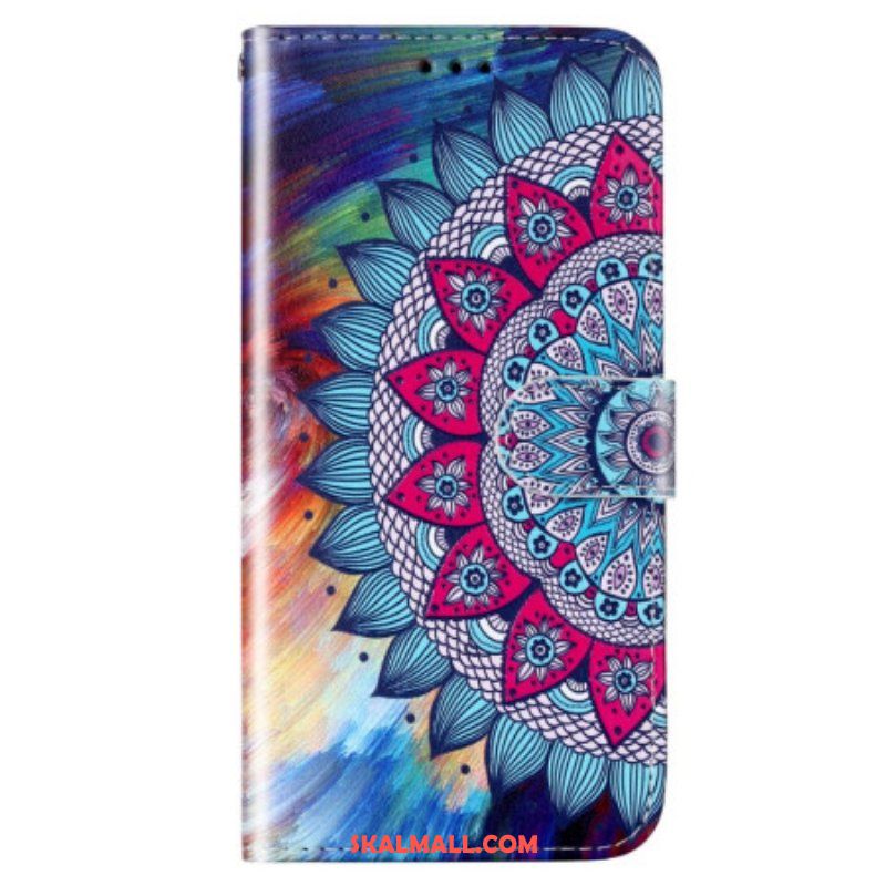 Läderfodral Samsung Galaxy S23 5G Med Kedjar Färgglad Strappy Mandala