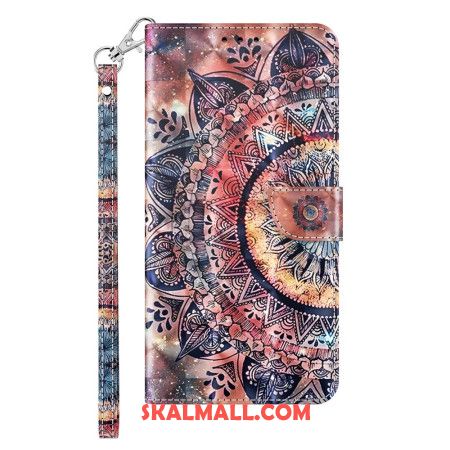 Läderfodral Samsung Galaxy S24 Plus 5g Telefonfodral Mandala Röda Toner Med Rem