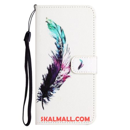 Läderfodral iPhone 16 Pro Max Telefonfodral Lanyard Feather