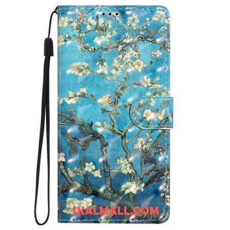 Läderfodral iPhone 16 Pro Telefonfodral Blomsterkonst Med Rem