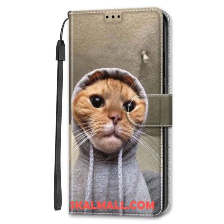 Läderskal Fodral Samsung Galaxy S24 5g Yo Cat With Lanyard