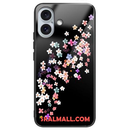 Skal För iPhone 16 Plus Blommönster Av Härdat Glas