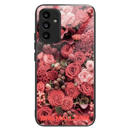 Skal Samsung Galaxy A15 5g Härdat Glas Röda Och Rosa Blommor