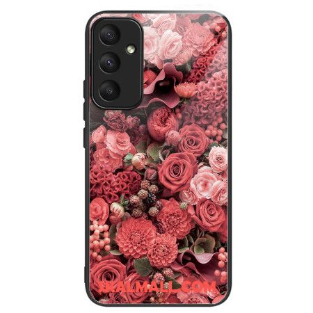 Skal Samsung Galaxy A55 5g Härdat Glas Röda Och Rosa Blommor