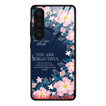 Skal Samsung Galaxy S24 Plus 5g Rosa Blommor I Härdat Glas