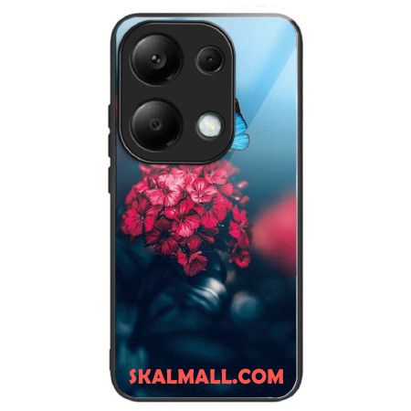 Skal Xiaomi Redmi Note 13 Pro 4g Röda Blommor Och Fjärilar I Härdat Glas