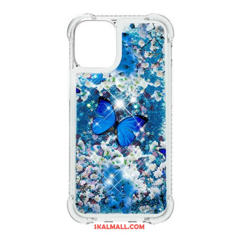 Skal iPhone 13 Mini Glitter Blå Fjärilar