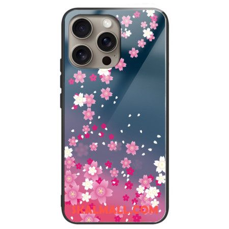 Skal iPhone 16 Pro Rosa Blommor I Härdat Glas