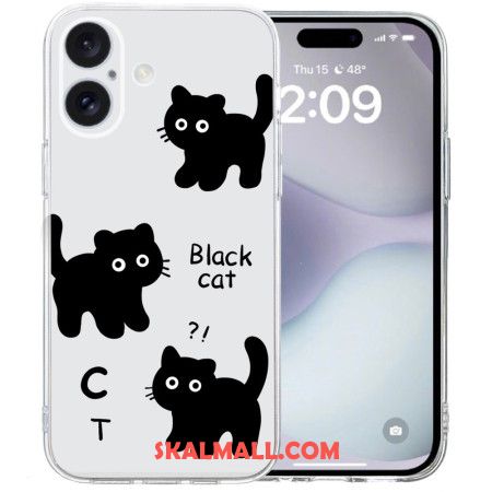 Skal iPhone 16 Transparent Edge Black Cats